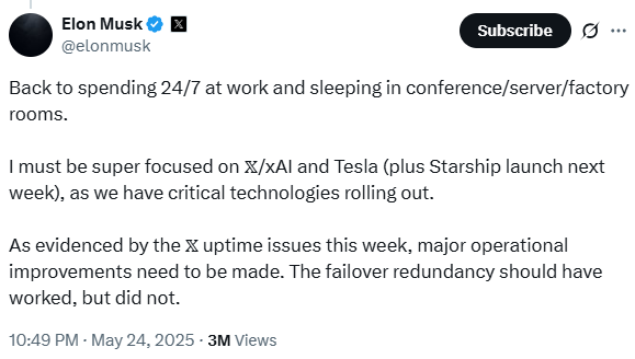 北京科汇配资 “战时模式”回归！马斯克誓言“高度专注”：要回到每天 24 小时都在工作，睡在会议室/服务器/工厂房间里了